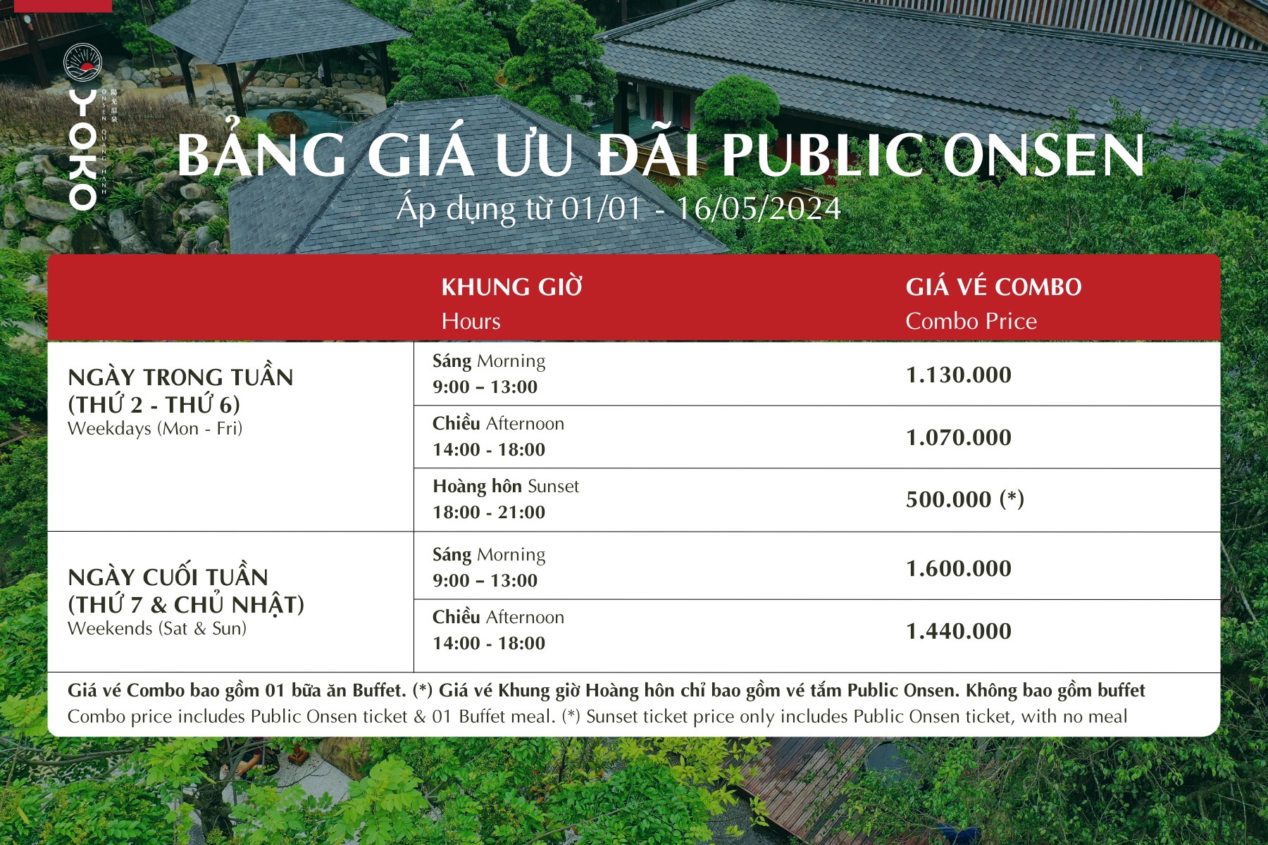 Giá vé tắm Onsen Quang Hanh năm 2024